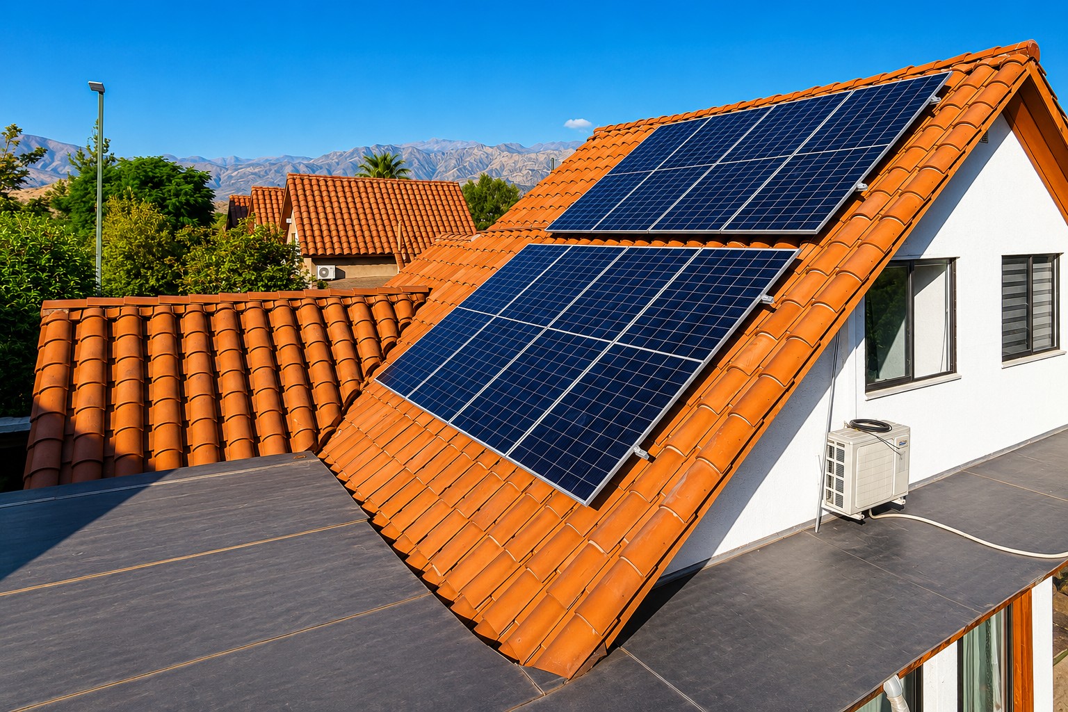 Instalación solar en techo residencial Chamisero